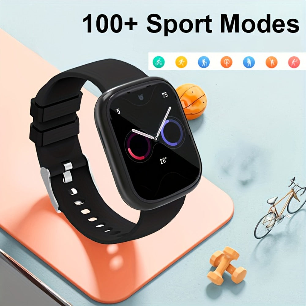 Smart Watch 1.83-Inch Edge-to-Edge Touch Display with Custom Faces, Calling and Black or Pink Bands