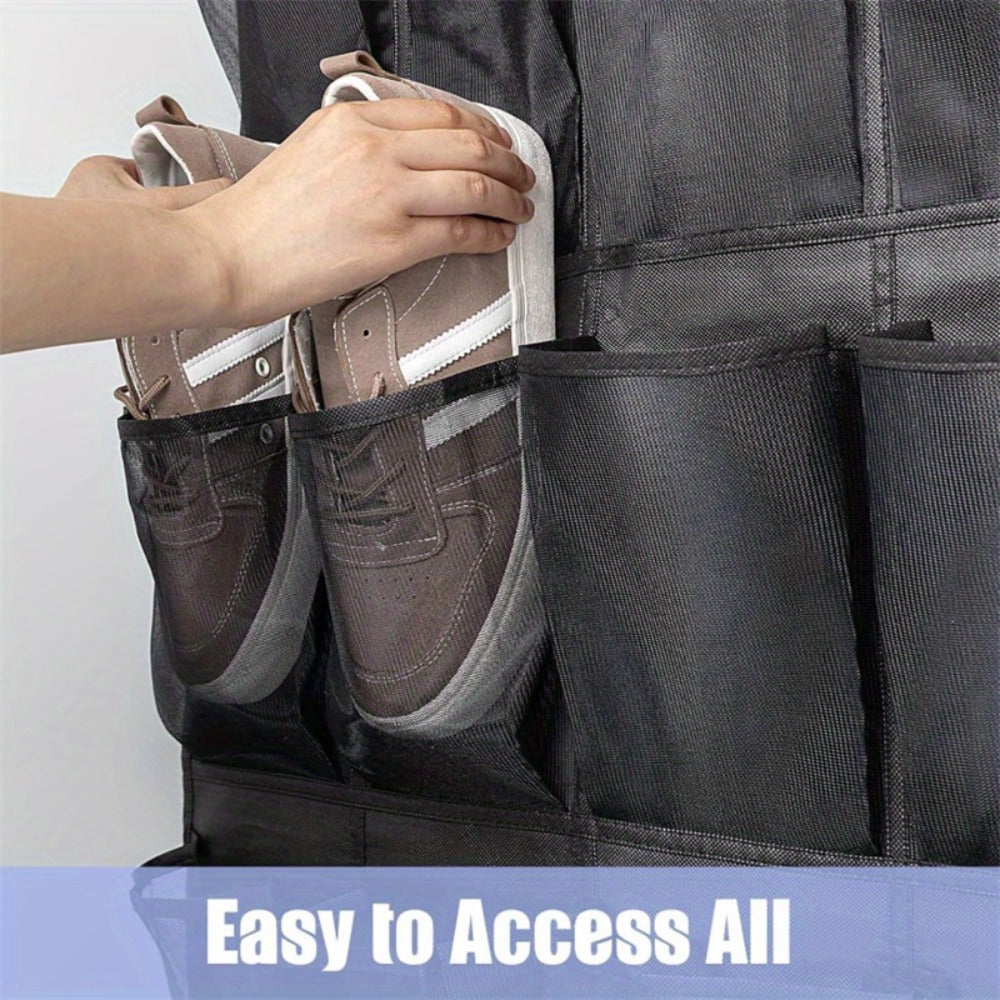 Over Door Shoe Organizer 24 Large Mesh Pockets – Foldable Breathable Hanging Storage Rack, Durable Fabric Closet Hanger for Shoes & Accessories, Space-Saving Door Organization