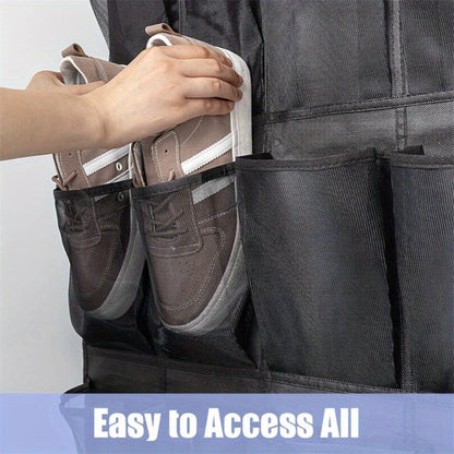 Over Door Shoe Organizer 24 Large Mesh Pockets – Foldable Breathable Hanging Storage Rack, Durable Fabric Closet Hanger for Shoes & Accessories, Space-Saving Door Organization