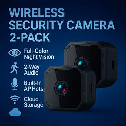 Security Camera Mini Plug-In Black Model with Night Vision, Motion Alerts, Flexible Stem and Local TF Storage