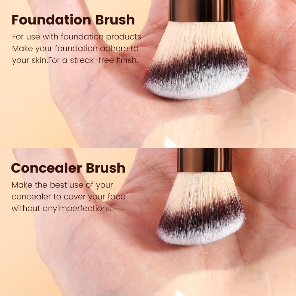 Double-Ended Makeup Brush Set 8-Piece with Storage Box – Premium Aluminum Alloy Handle, 16 Brush Heads for Foundation Blush Contour, Travel-Ready Gift for Women