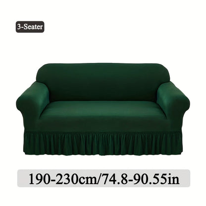 Stretch Sofa Slipcover Lightweight Breathable Elastic Full Cover Skirted Design Anti-Slip Soft Cool Comfort Machine Washable for 3 4 Seater Living Room Furniture Protector