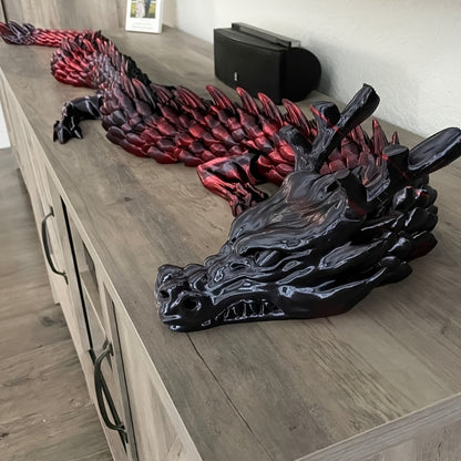 Crystal Dragon Fidget Toy 3D Printed Articulated Figure – Large Poseable Flexible Joints Fantasy Dragon, Random Color Desk Wall Decor Unique Gift for Dragon Lovers Collectors Gamers DnD Fans