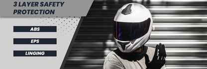 Full Face Motorcycle Helmet DOT Certified – Removable Washable Liner, Color Lens Compatible, Unisex S–XL, Matt Black / Gloss Black / White