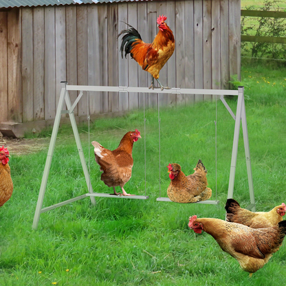 Chicken Swing Coop Toy Metal Perch for Backyard Hens Roosters Parrots Rabbits Promotes Exercise Balance Coordination Weather-Resistant Easy to Install Coop Accessory