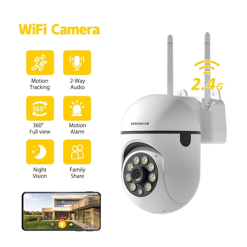 Security Camera 1080P PTZ Model with 360 Pan-Tilt, Color Night Vision, Two-Way Audio, Spotlight and TF Storage