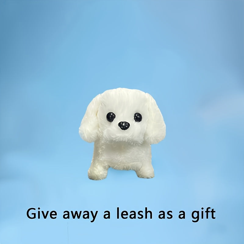 Walking Barking Robot Dog Toy for Adults Teens – Soft Plush Biomimetic Puppy with Expressive Eyes, One-Button Control, Gift Box Option | Desk & Home Companion | Brown White Red