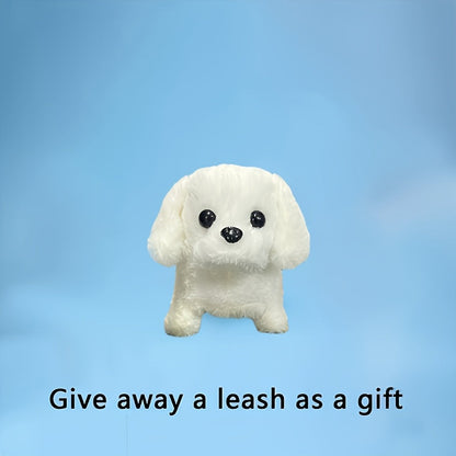 Walking Barking Robot Dog Toy for Adults Teens – Soft Plush Biomimetic Puppy with Expressive Eyes, One-Button Control, Gift Box Option | Desk & Home Companion | Brown White Red
