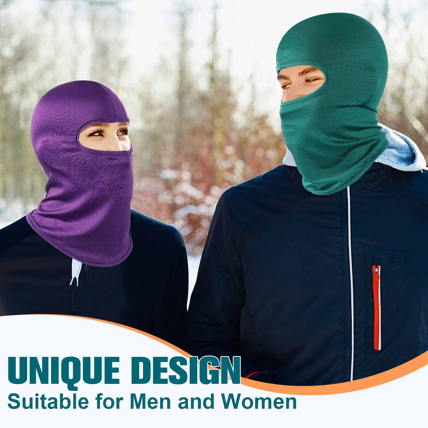 Thirty-Piece Multicolor Pull-On Balaclava Set with Full Face and Neck Coverage and Six Pictured Wear Styles