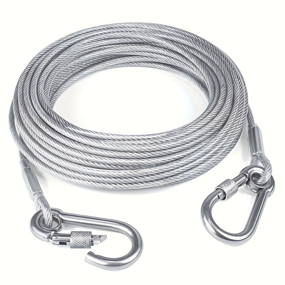 Coated Wire Clothesline with Locking Carabiners in 9-Meter or 15-Meter Checkout Lengths and End Hooks