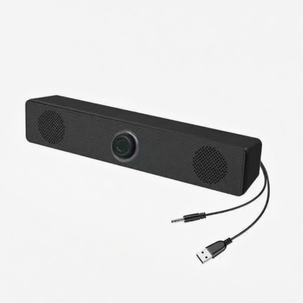 USB Wired Computer Soundbar Speaker for PC Desktop Laptop Monitor, Stereo Surround Sound Bar with Knob Volume Control