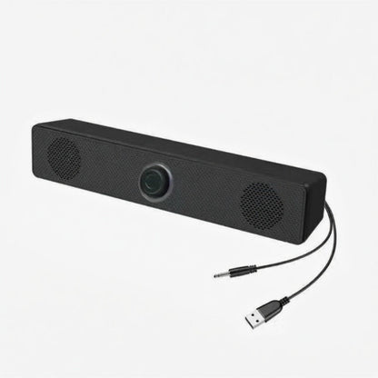 USB Wired Computer Soundbar Speaker for PC Desktop Laptop Monitor, Stereo Surround Sound Bar with Knob Volume Control