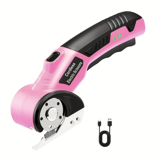 Electric Scissors Rechargeable Cordless - USB-C Charging, Battery Indicator, Portable Power Cutter for Fabric, Leather, Carpet & Cardboard, Handheld Electric Trimmer for Sewing, Crafting & DIY Projects