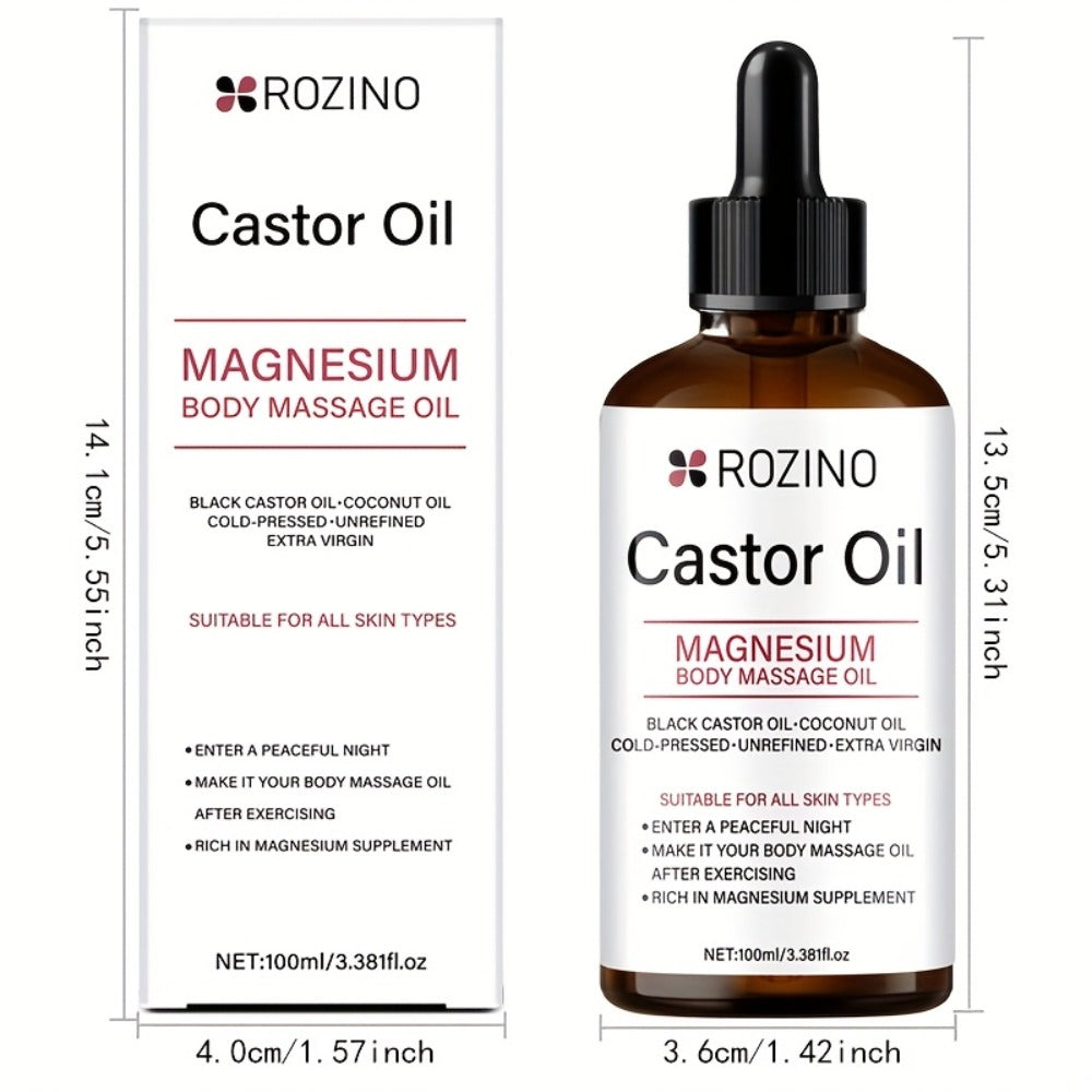 Aromatherapy Oil Magnesium Castor Massage Blend 100ml Dropper Bottle for External Body and Hair Care