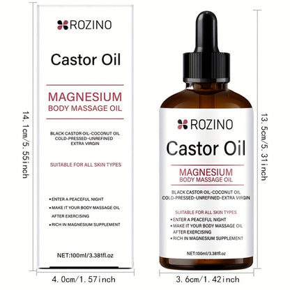Aromatherapy Oil Magnesium Castor Massage Blend 100ml Dropper Bottle for External Body and Hair Care