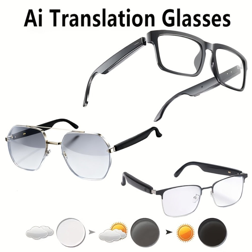 ChatGPT AI Smart Glasses with 8MP HD Camera – Real-Time Translation, Wireless Calling, Blue Light Protection, Dual Mic ENC, Touch Control, Photochromic & Camera-Free Variants for Men Women