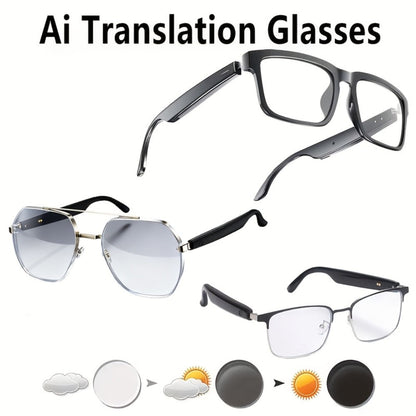 ChatGPT AI Smart Glasses with 8MP HD Camera – Real-Time Translation, Wireless Calling, Blue Light Protection, Dual Mic ENC, Touch Control, Photochromic & Camera-Free Variants for Men Women
