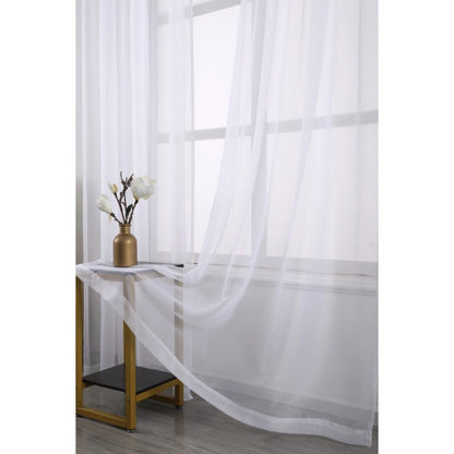 Two-Panel Solid Sheer Curtains with Rod-Pocket Header, Seven Colors and Four Size Configurations