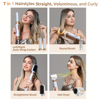 7-in-1 Hot Air Brush Hair Styling Tool with 110,000 RPM Motor, Diffuser and Attachment Set