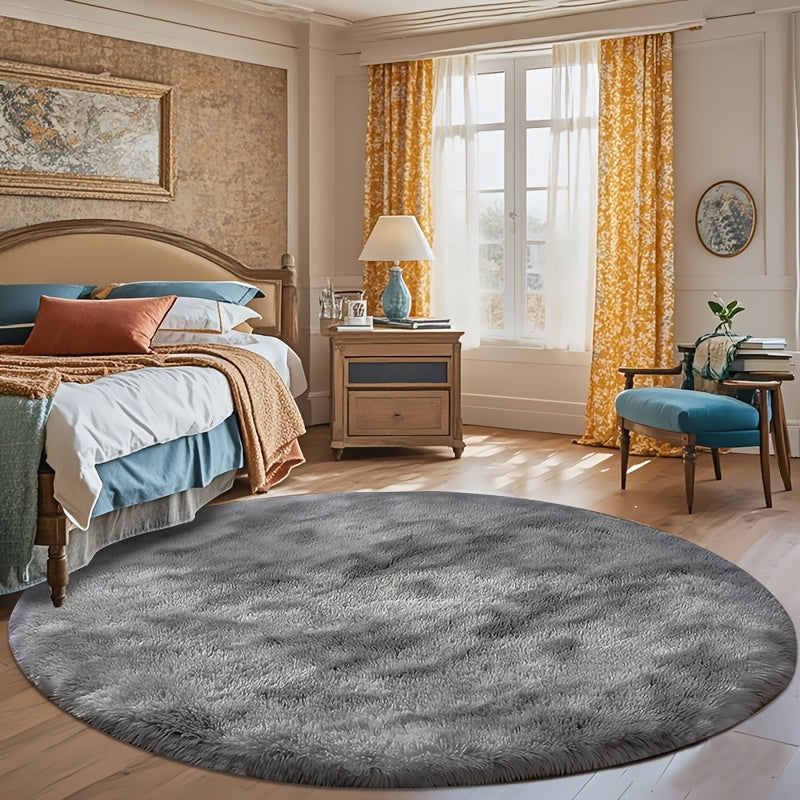 Area Rug Fluffy Faux-Fur Shag in Solid, Tie-Dye and Ombre Colors with Six Retained Room Sizes