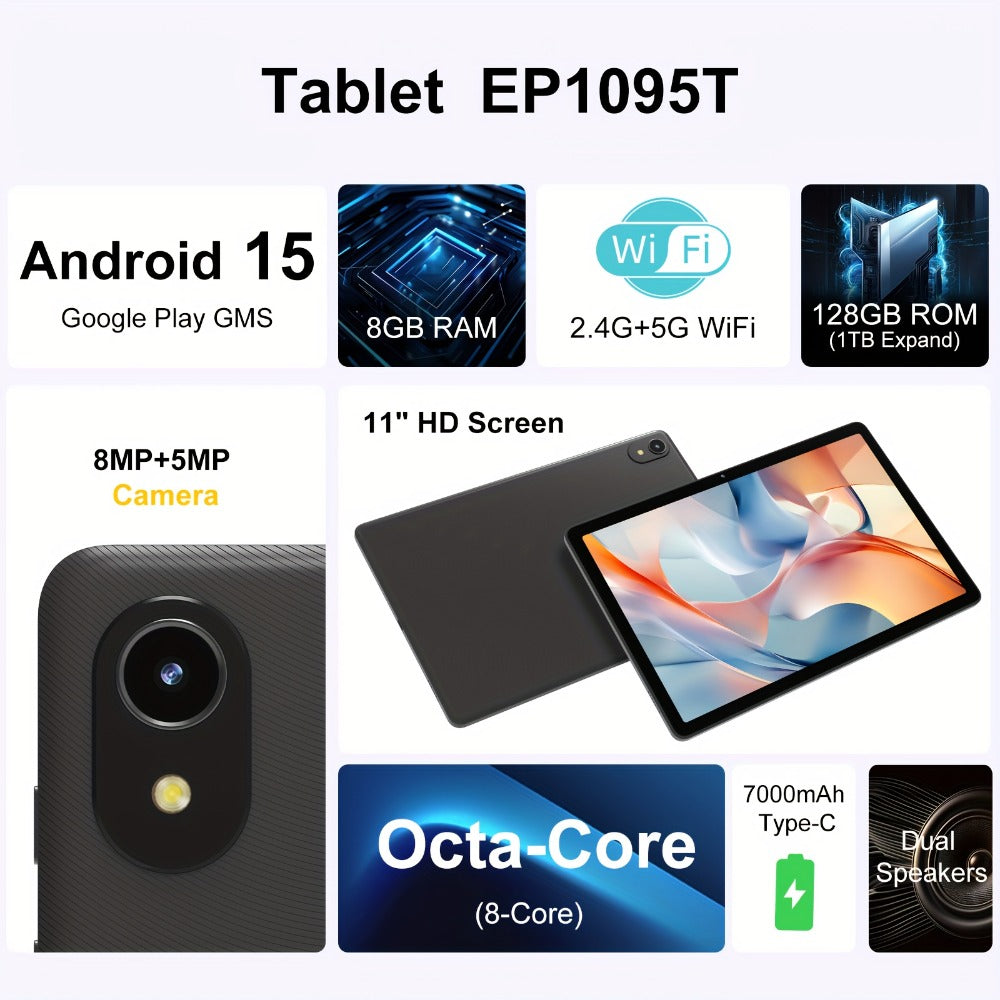 Android Tablet 10.1-Inch with Android 16, Octa-Core CPU, 7000mAh Battery and RAM or Storage Options
