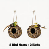 2pcs Bird Nest + 2pcs Simulated Baby Bird