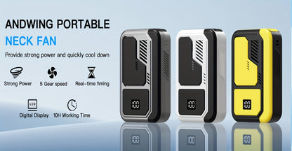Portable Fan 3000mAh Three-Speed Desk, Neck and Waist Model with USB Charging and Three Color Options