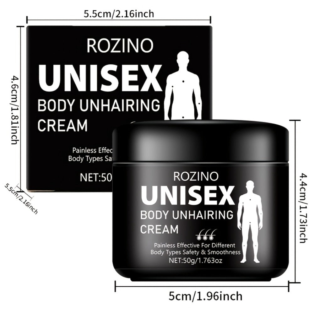 Hair Removal Cream ROZINO 50g Black Jar with Single or Two-Pack Options for External Body Grooming