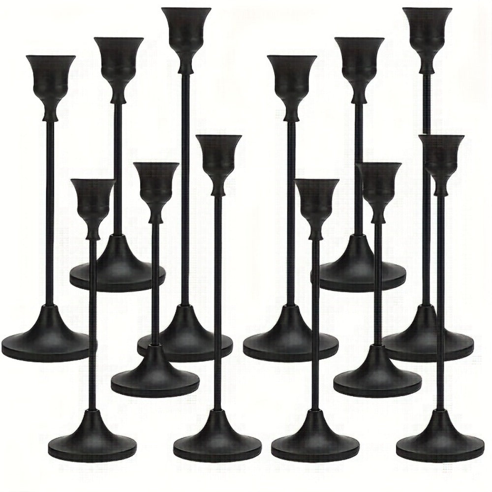 Metal Bell Candlestick Holders Set – Vintage Copper & Black Taper Candle Holders for Wedding Centerpieces, Christmas Table Decor, Halloween, Anniversary, Birthday Party, Home & Hotel Decoration