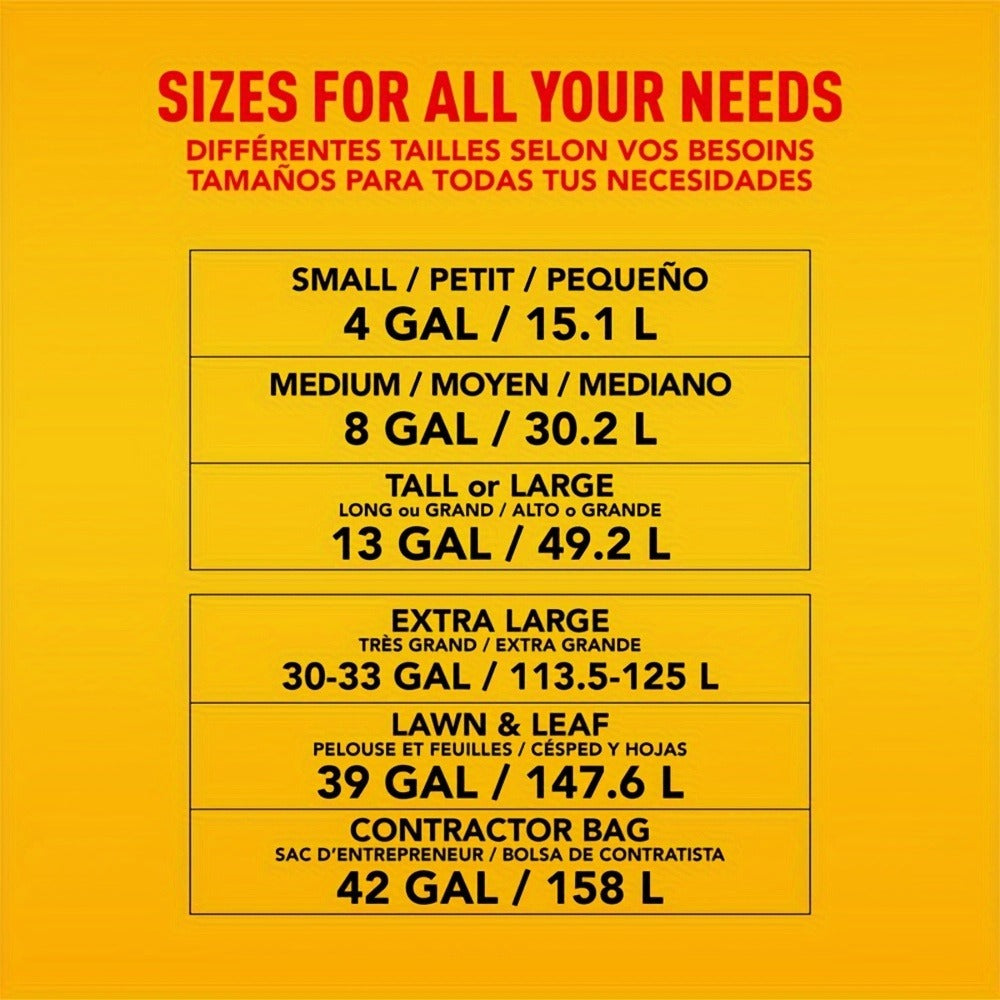 13-Gallon Black or Clear Trash Bags with Standard or Drawstring Styles in 44 to 360-Count Packs