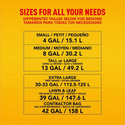 13-Gallon Black or Clear Trash Bags with Standard or Drawstring Styles in 44 to 360-Count Packs
