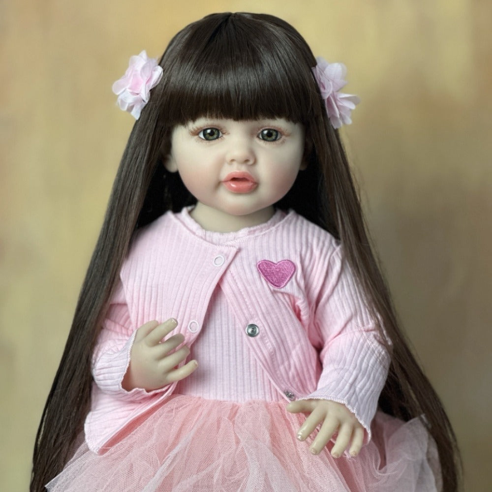 Reborn Doll, 22-Inch Standing Full-Vinyl Figure with Glued Wig, Acrylic Eyes and Clothing Set