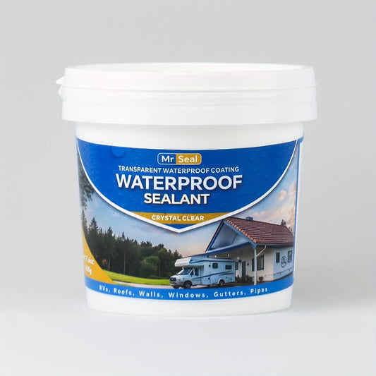 Clear Waterproof Sealant for RV Roof – Transparent Leak Repair Glue for Pipes, Gutters, Walls & Multi-Surface | Fast-Dry Water-Based Crack Filler | 500g