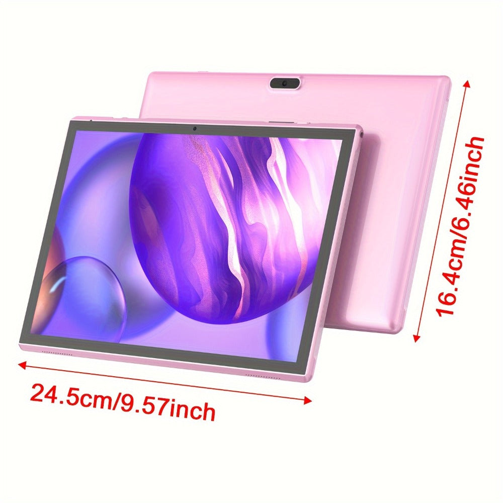 FHD Tablet 10 Inch Android 14 Wi-Fi 6, 6GB RAM 32GB ROM 6000mAh Long Battery, RK3326S Quad-Core Full HD IPS Touchscreen, 2MP+8MP Dual Camera Type-C G-Sensor, Long Battery Life Tablet for Work Entertainment Travel – Pink Grey