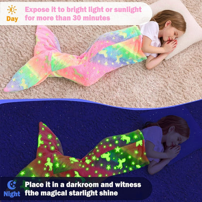 Mermaid Tail Sleeping Bag Blanket for Kids & Adults - Flannel 200GSM Anti-Kick Cozy Bed Cover
