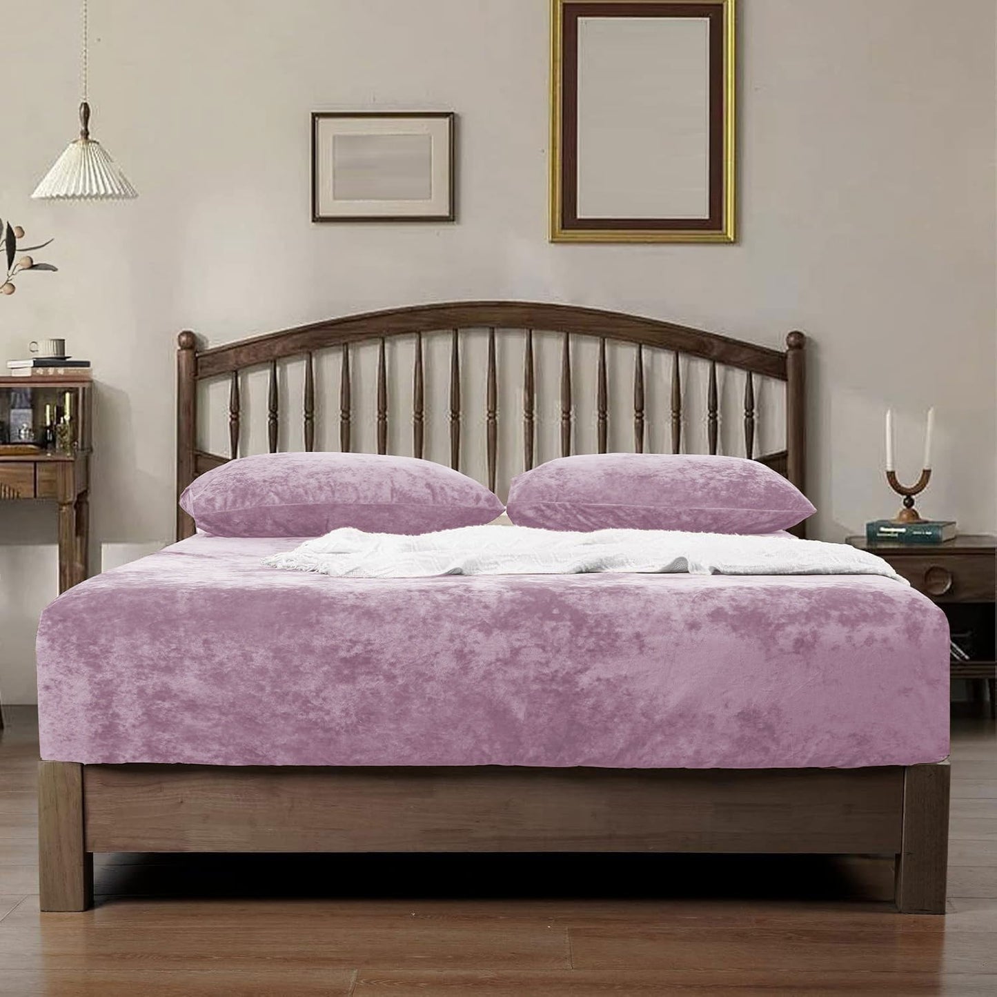 Sheet Set, Double-Sided Velvet Fitted Sheet with 12-to-16-Inch Pocket, One or Two Pillowcases and Eight Colors