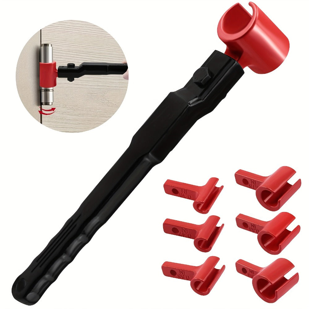 Six-in-One Door Hinge Gap Adjustment Wrench Set with Steel Bender Handle and Six Size Heads