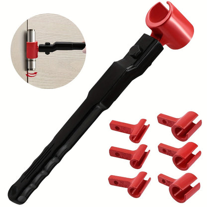 Six-in-One Door Hinge Gap Adjustment Wrench Set with Steel Bender Handle and Six Size Heads