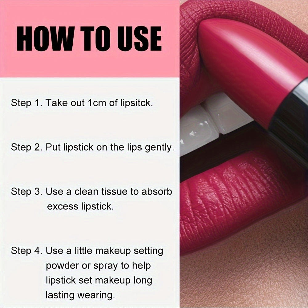 Lipstick Set, Mirsist 6-Piece Silky Matte Bullet Collection in Nude, Red, Brown, Berry and Plum Colors