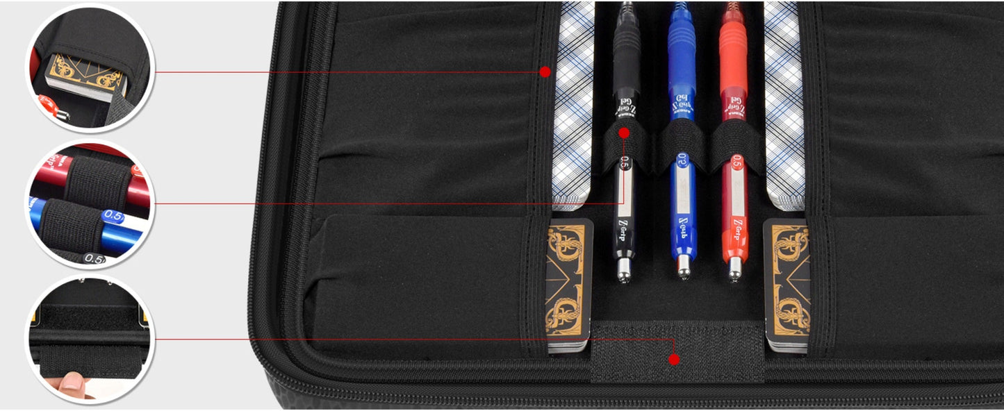 Four-Color Dice Tray Storage Case with Rolling Surface, Miniature Compartments and Polyhedral Slots