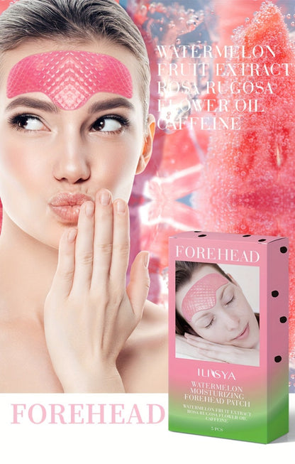Watermelon Forehead Patches 15pcs Caffeine Collagen Niacinamide Ultra Hydrating Moisturizing Brightening De-Puffing Daily Facial Skin Care for Women All Skin Types