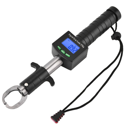 Digital Fishing Scale 25kg/55lb with Tape Measure - Portable Electronic Fish Weight Scale with LCD Display, Fish Mouth Clip & Stainless Steel Hook - Battery Included, Accuracy ±0.1kg