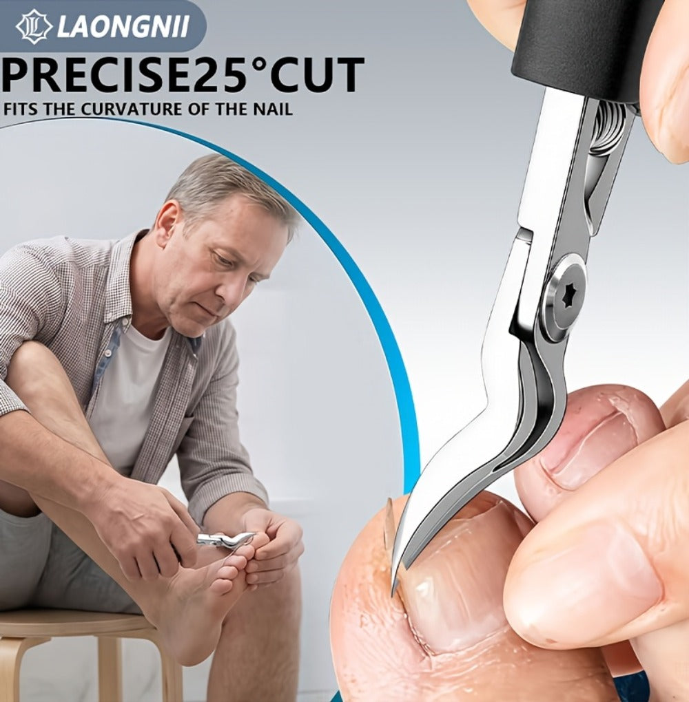 Seven-Piece Toenail Clipper Kit with Angled Nippers, Curved Blade Tool, Nail File and Lifter