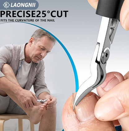 Seven-Piece Toenail Clipper Kit with Angled Nippers, Curved Blade Tool, Nail File and Lifter