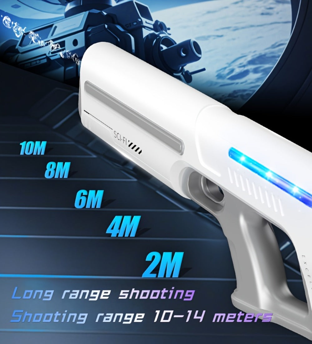 Rechargeable Electric Water Blaster with Pulse Light, Self-Fill Function and Blue, White or Brown Gift Box Options