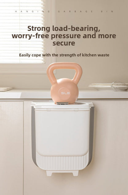 Collapsible 1.85-Gallon Trash Can with Lid for Wall Mount, Cabinet Door Hanging or Floor Placement
