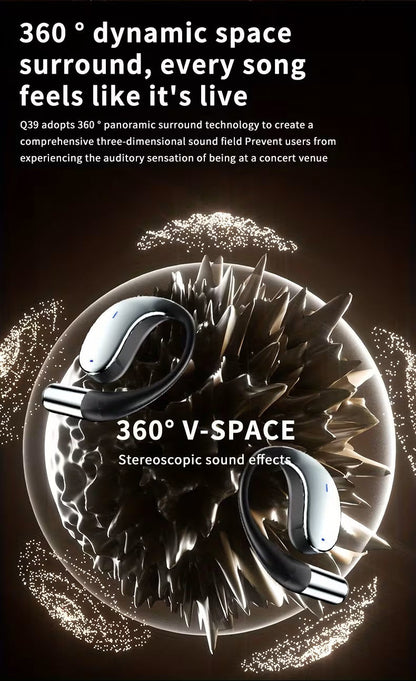 Bone Conduction Headphones Bluetooth 5.4 Open Ear Sport Earbuds 80H Battery LED Display Stereo Bass Noise Canceling Mic Type-C Charging Gift for Dad Men Women Running Cycling