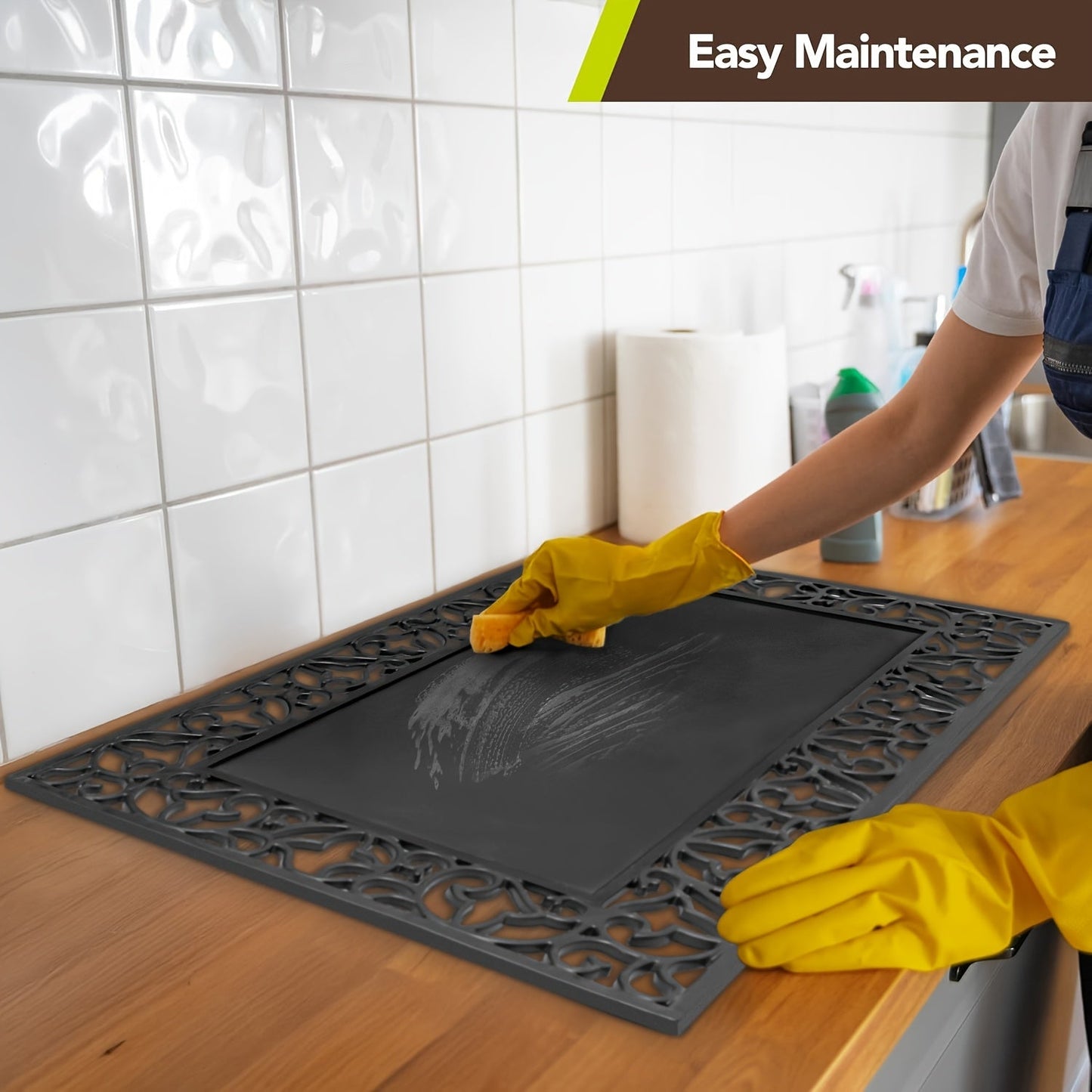 Decorative Entrance Mat System with Scrollwork Base, Removable Printed Insert and Full 17.72-by-29.53-Inch Option