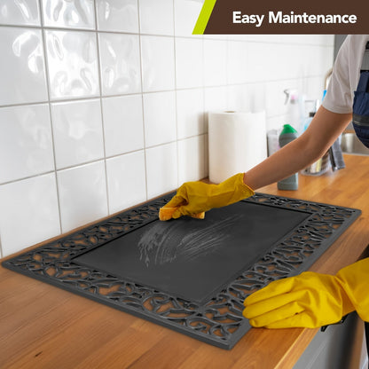 Decorative Entrance Mat System with Scrollwork Base, Removable Printed Insert and Full 17.72-by-29.53-Inch Option