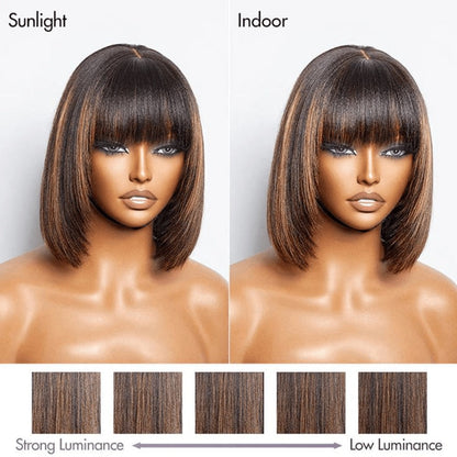 Straight Bob Wig with Bangs in Natural 10-Inch or P1B/30 Highlight 12-Inch Protected Checkout Options